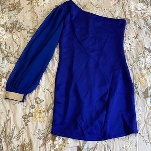 One shoulder dress blue